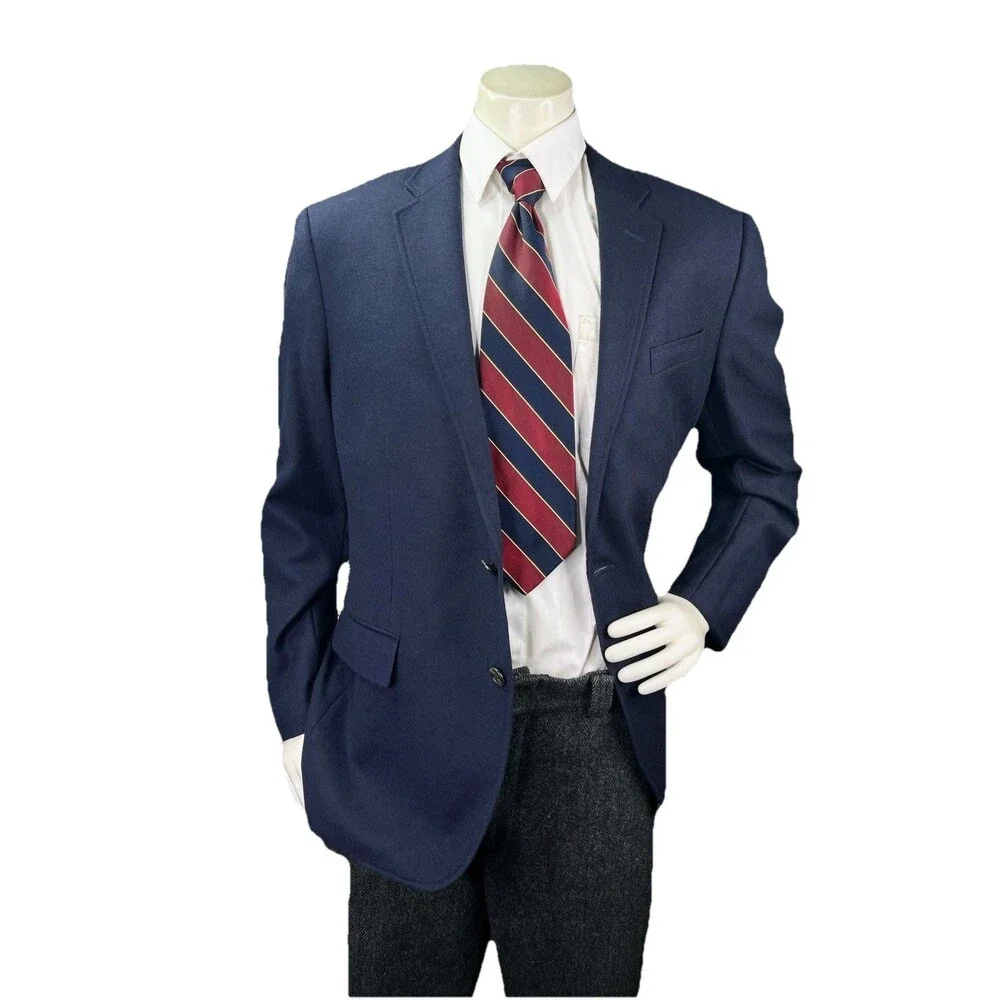 J. CREW Ludlow American Woolen Company Flannel Wool Blazer Men's 44R Navy